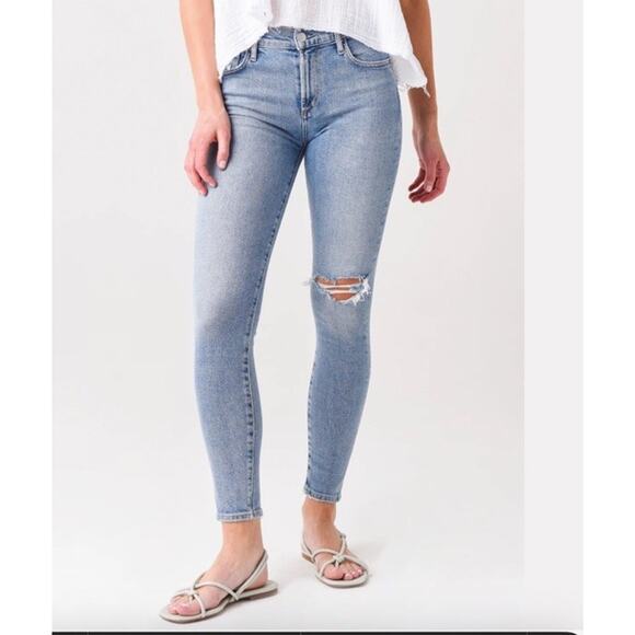 Agolde Sophie High Rise Skinny Distressed Jeans Size 28 Stretch - Picture 1 of 10